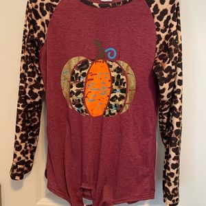 Fall Leopard Pumpkin shirt